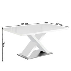 Blagovaonski stol, bijela s visokim sjajem HG, 160x90 cm, FARNEL