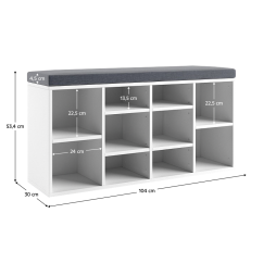 Schuhschrank mit Bank, weiß, LUSHKA