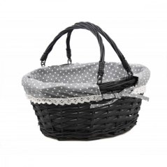 Ovaler Korb 35x27x16/28 cm mit grau-schwarzem Futter