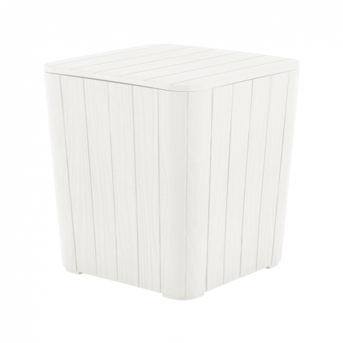 Zahradní úložný box/příruční stolek, bílá, IBLIS