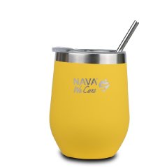 Cană termică cu pai, 360 ml, din oțel inoxidabil, galbenă NAVA