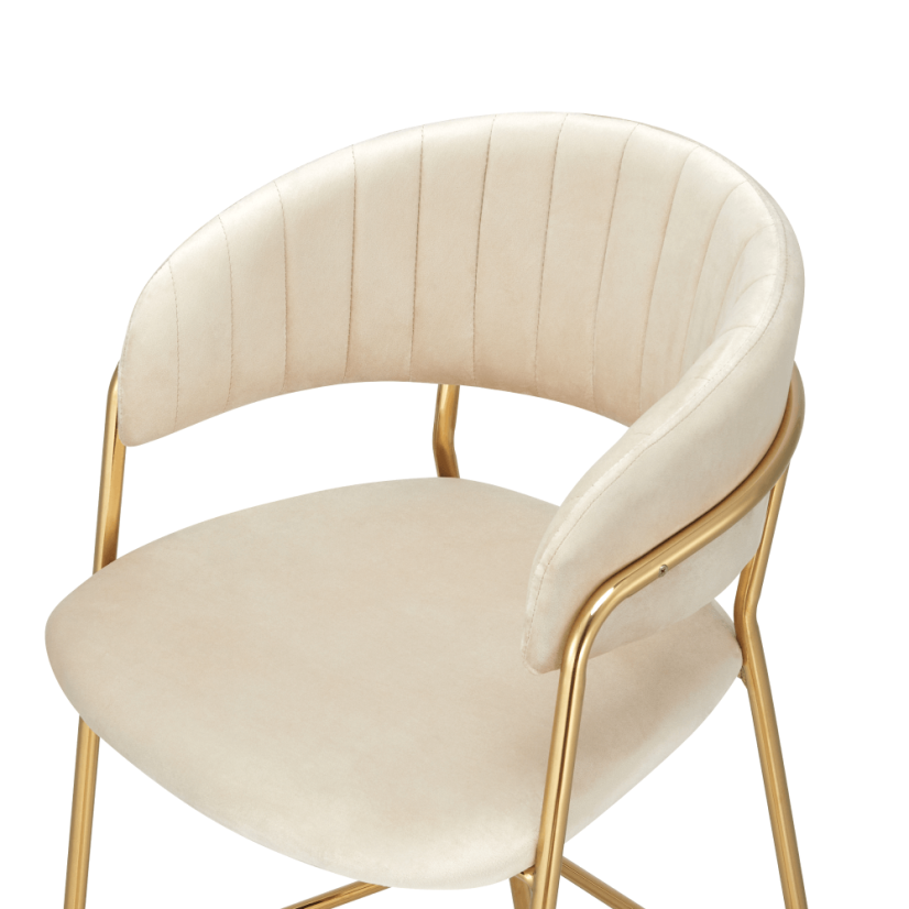 Designer Barhocker, beige Samtstoff/goldchrom, DASMIN TYP 2