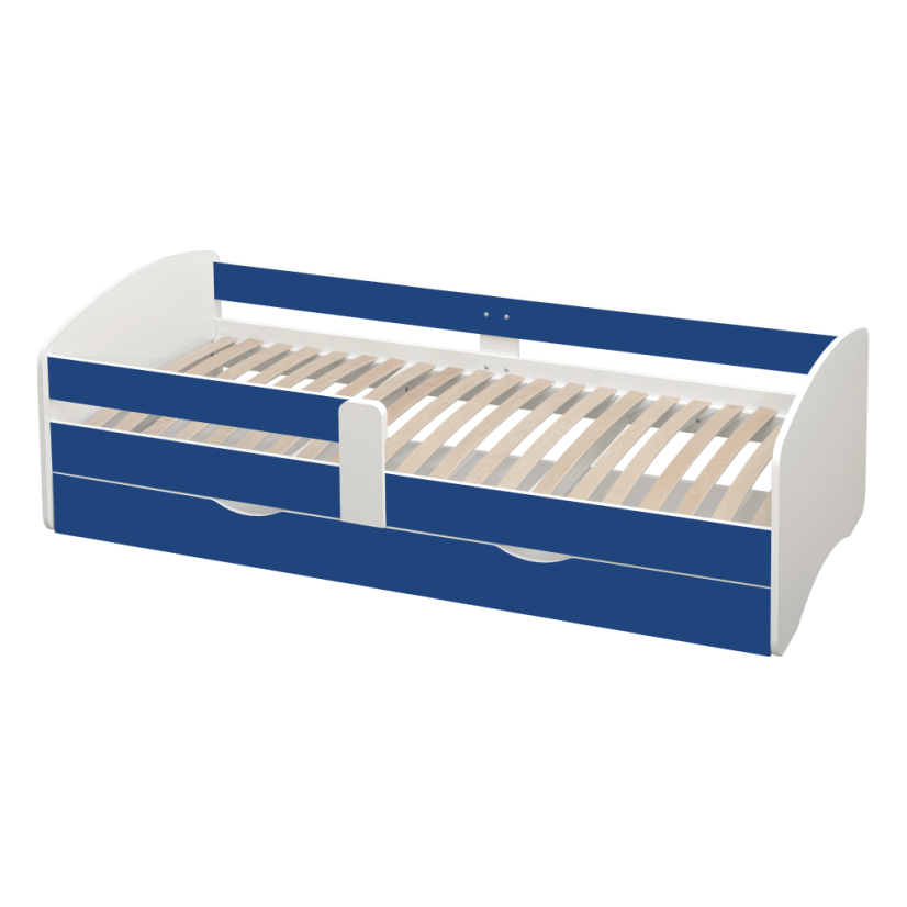 Bett mit Lattenrost und Stauraum 80x160, weiß/blau, COCOLINO