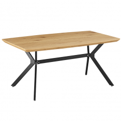 Blagovaonski stol, hrast/crna, 160x90 cm, MEDITER
