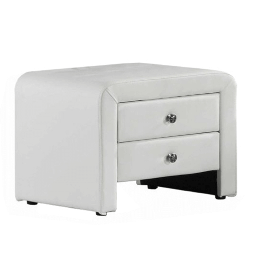 Nočna omarica, eko usnje, bela, WILSON