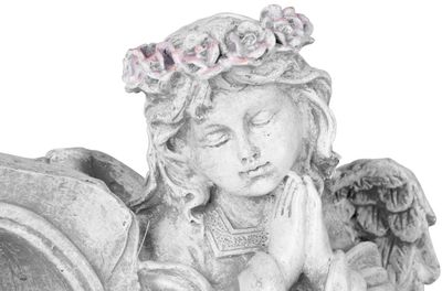 Dekorácia MagicHome, Anjel modliaci so sviečkou, 1xLED, polyresin, na hrob, 28x13x21,5 cm