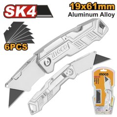 Nóż roboczy tasak 19mm z wymiennym ostrzem INGCO 5x ostrze