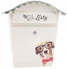 Skrzynka pocztowa z dachem falistym, motywem psa w okularach, XL-TOOLS