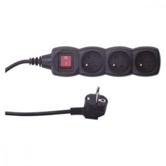 Kabelverlängerung 250V 5m/3Z/Schalter/Schwarz