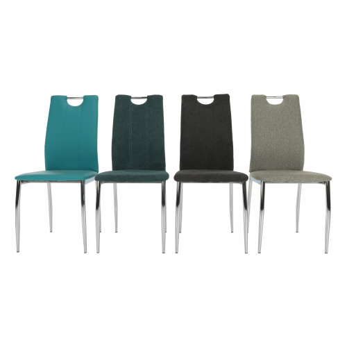Blagovaonska stolica, smeđe-siva tkanina/krom, OLIVA NOVO