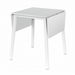 Esstisch, MDF-Folie/Metall, weiß, 60-120x60 cm, MAURO