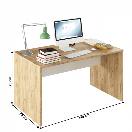 PC-Schreibtisch, Eiche Artisan/Weiß, RIOMA TYP 11