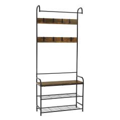 Akasztó cipőtartóval, fekete fém/MDF rusztikus fa, KELAM (akció)