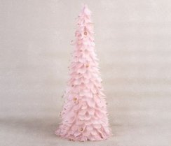 Dekorace MagicHome Vánoce, Stromeček z chmýří, růžový, 24x60 cm
