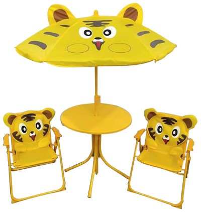 Zestaw LEQ MELISENDA Tygrys, tygrys, parasol 105 cm, stół 50 cm, 2 krzesła, dzieci