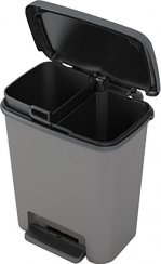 Coș de gunoi KIS Compatta, 11+11L, negru/gri, 28x38x43 cm, pentru gunoi