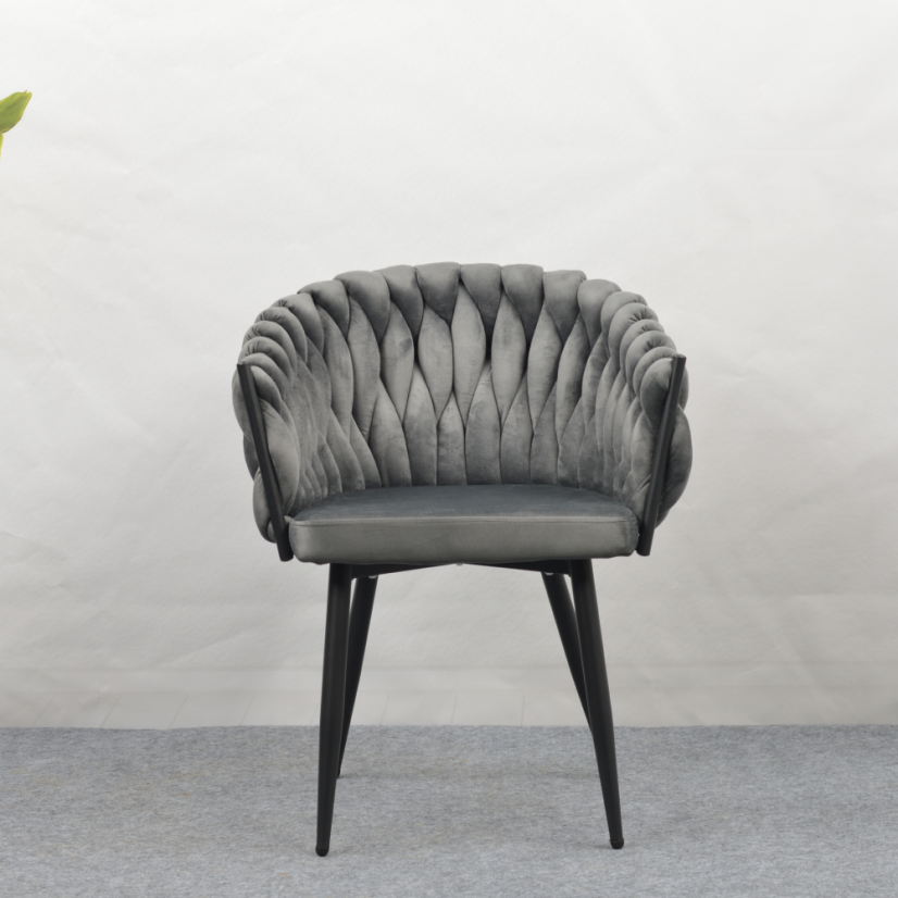 Esszimmerstuhl, dunkelgrauer Samtstoff/schwarz, BLER (akce) (akce)