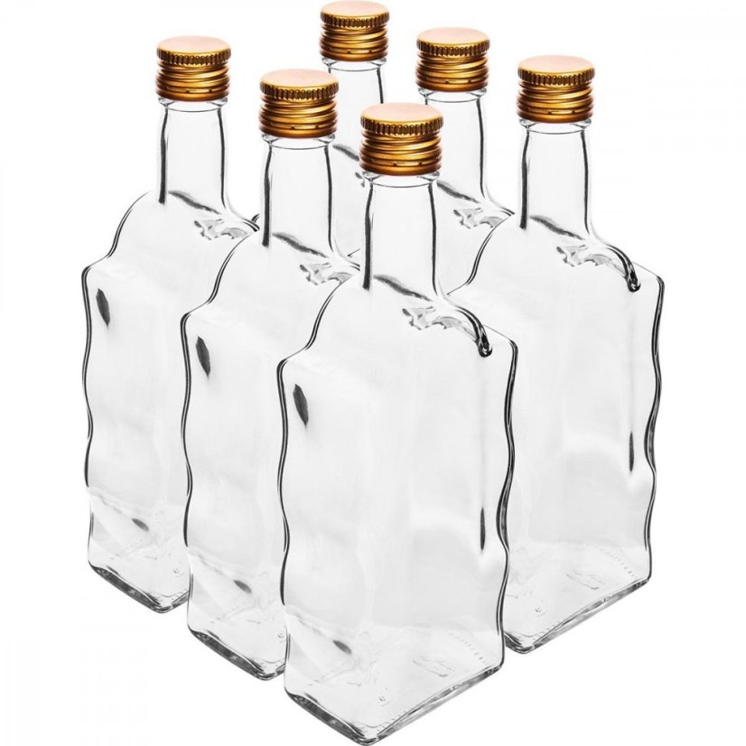 Staklena boca za alkohol 500 ml četvrtasta, čep na navoj Kláštorná KLC