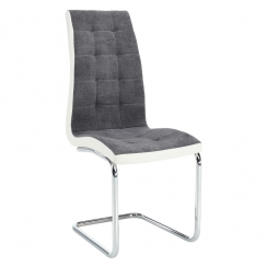 Jídelní židle, tmavě šedá látka/ekokůže bílá/chrom, SALOMA NEW