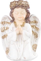 MagicHome dekoráció, Praying Angel, LED, polyresin, sírhoz, 11,5x7,5x15,5 cm