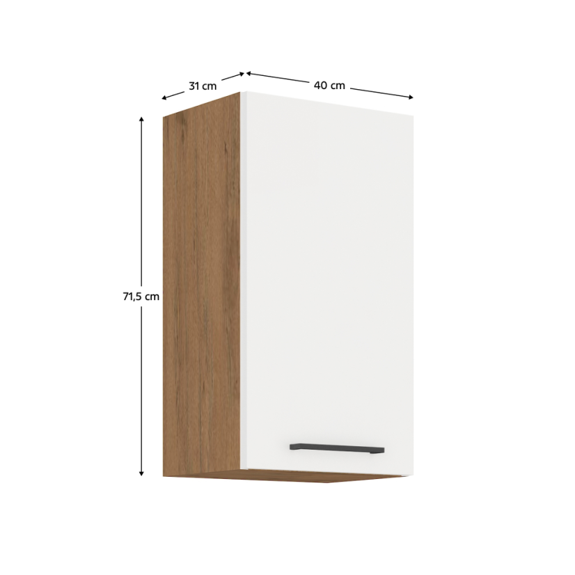 Oberschrank, Lancelot-Eiche/Weiß Extra-Hochglanz HG, VEGA 40 G-72 1F