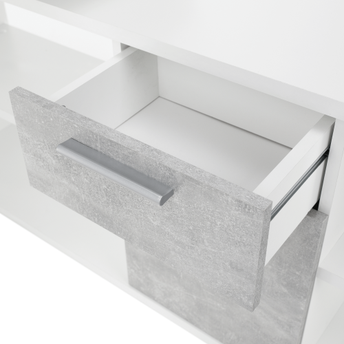PC stůl, bílá/beton, NOE NEW