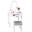 Toaletna mizica s stolčkom, bela/srebrna, LINET NEW