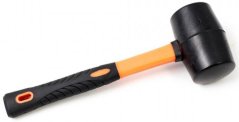 Gummihammer mit Fiberglasstiel 350 g, schwarzer Gummi, Durchmesser 55 mm, XL-TOOLS