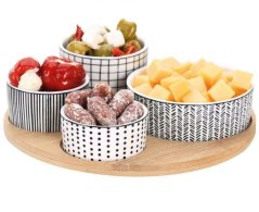 Kerek tálcás tálalóedények, 5 darabos készlet