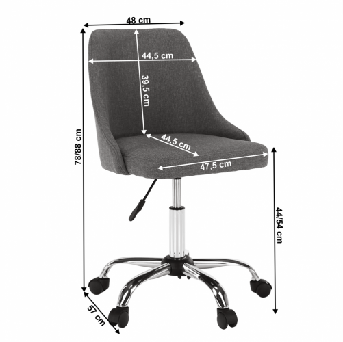Krzesło biurowe, szary/chrom, EDIZ