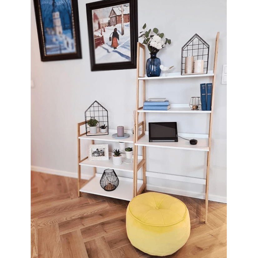 Polica s 4 police, bijela/prirodna, KOEN TIP 2