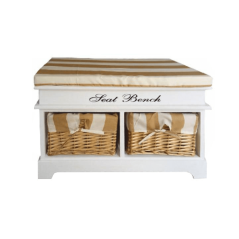 Pad párnával, 2 kosárral, fehér/fa/mintás, ÜLŐPAD 4 (akció)