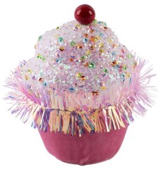 Dekoracija MagicHome Christmas Candy Line, muffin, roza, viseća, 7x7x11 cm (akce)