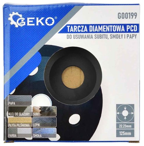 PCD diamantna plošča 125 x 22 mm za odstranjevanje kartona, asfalta, trdih premazov, GEKO
