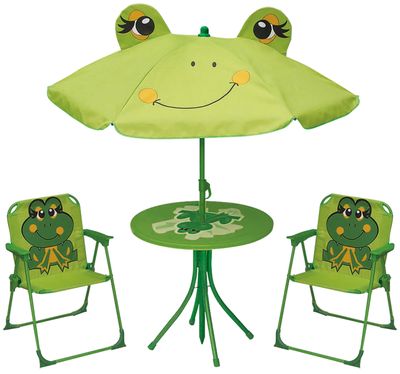 Set LEQ MELISENDA Rana, žaba, senčnik 105 cm, miza 50 cm, 2 stola