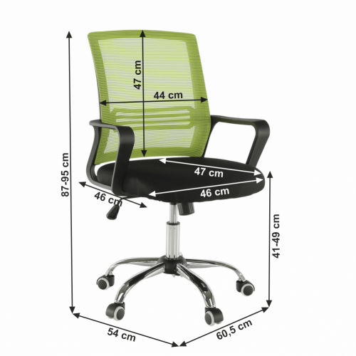 Krzesło biurowe, siatka zielony/tkanina czarny, APOLO