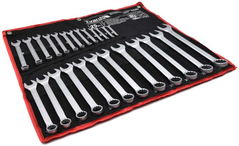 Steckschlüsselsatz, 25-teilig, 6-32 mm im Leinenbezug, satiniert, HART