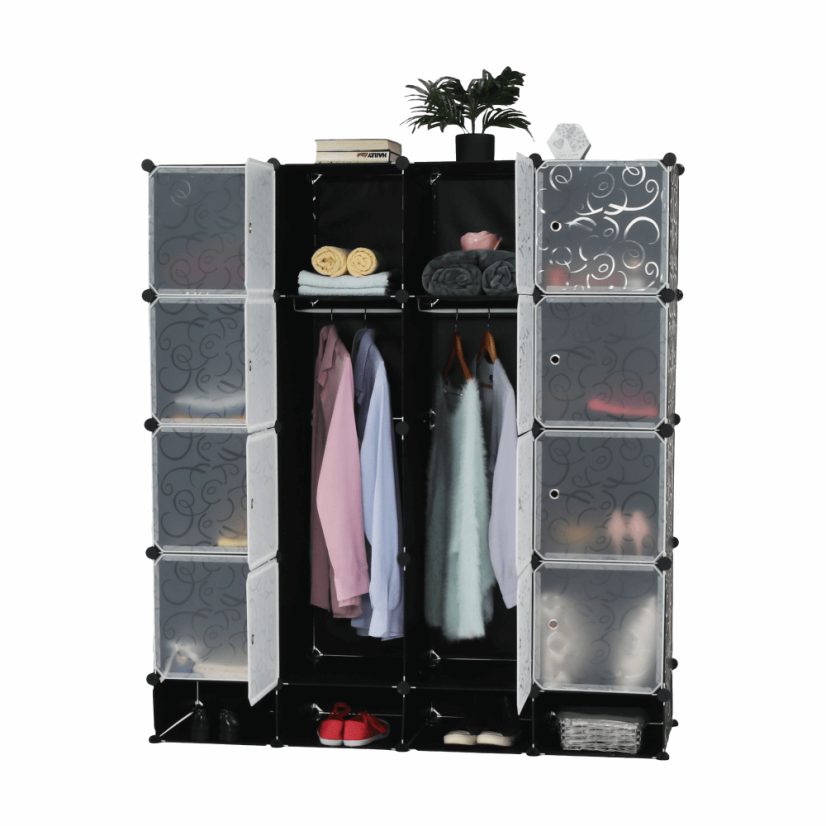Modularni ormarski organizator, crna/mliječno bijela, RODAN TIP 2