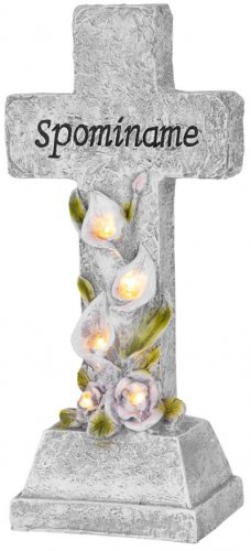 Dekoracija MagicHome, Križ, LED, poliresin, za nagrobno, solarna, 15x9,5x32 cm
