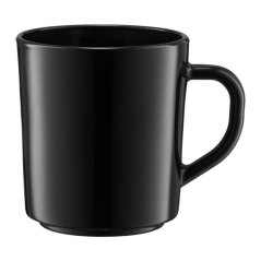 Steklena skodelica 270 ml JUMBO z ročajem črne barve