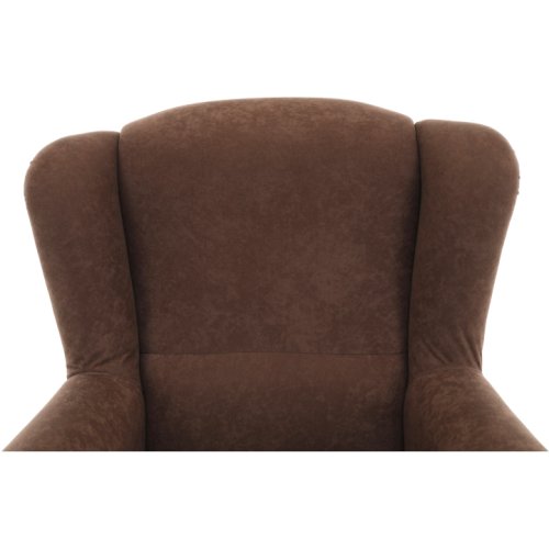 Fotel uszak ze stołkiem, brązowa tkanina, ASTRID