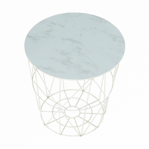 Stranska mizica, marmor/bela, ENPLO