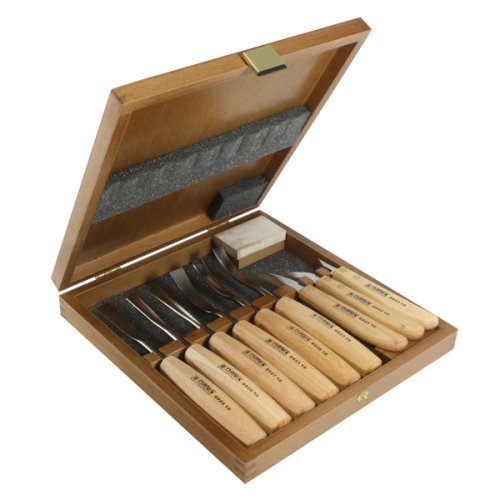 Set rezbarskih dlet, 9-delni v leseni škatli NAREX