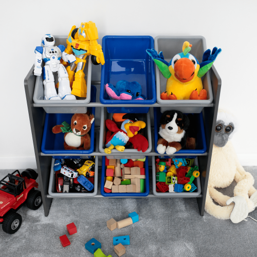 Organizer/Regal für Spielzeug, grau/blau, MAHEK