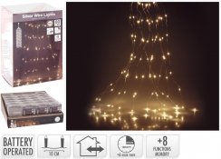 Karácsonyi lámpa kaszkád 80 LED meleg fehér, időzítővel, funkciókkal, zseblámpákkal, kül-/beltéri