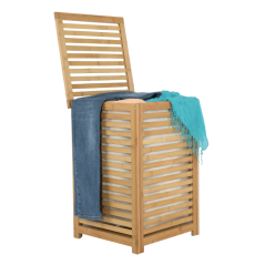 Kosz na bieliznę, lakierowany bambus/beż, KOSZ