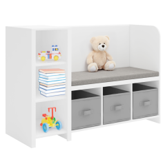 Półka z ławką, biało-szara, BENKO