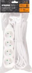 Kabel DG-F804B L-7 m, przedłużacz, biały, 4x gniazdo