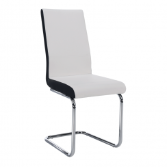 Krzesło do jadalni, ekoskóra biały, czarny/chrom, NEANA