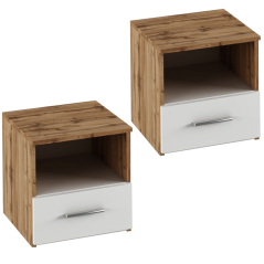 Nachttisch, 2 Stück, Wotaneiche/weiß, GABRIELA